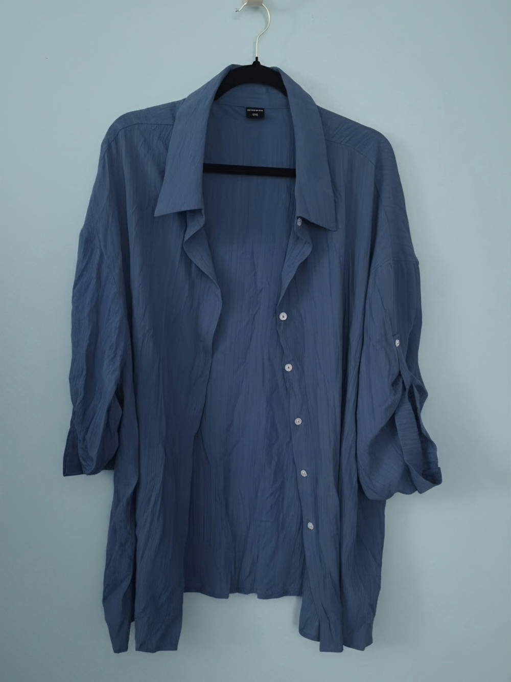 SHEIN- Womens Washed Indigo Button-Down Shirt